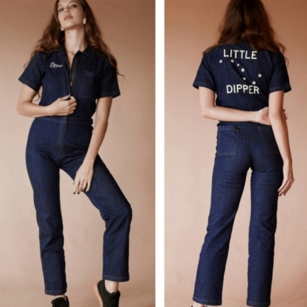 SUGARHIGH LOVESTONED LITTE DIPPER DENIM JUMPSUIT COVERALLS - Picture 2 of 9